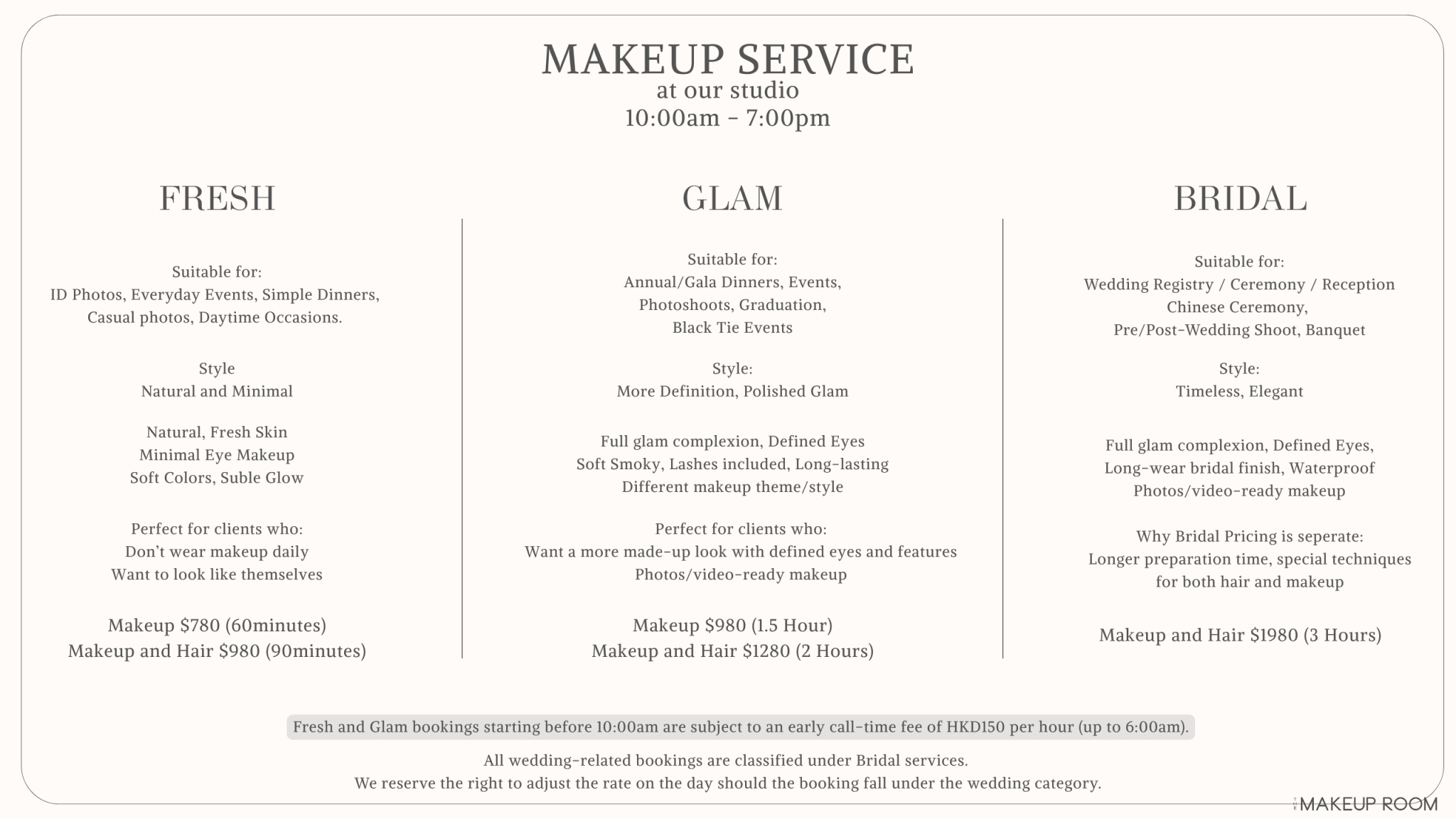 MAKEUP SERVICE - The Makeup Room